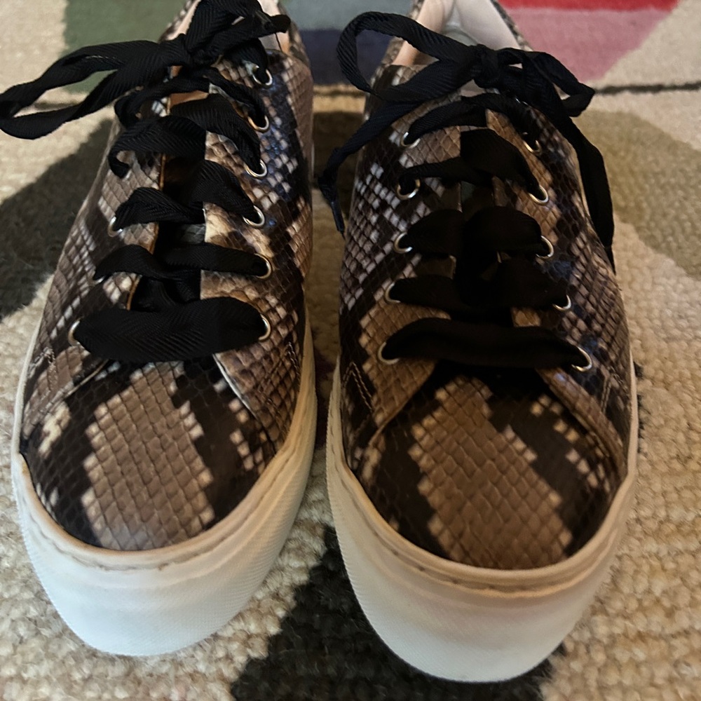 EUC AGL Attilio Giusti Leombruni Snakeskin Leather Sneakers 38.5 of Size 8.5 - Picture 2 of 10